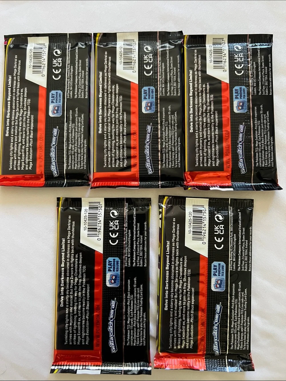 Pokemon Pitch Black Booster Packs - Yellow, Black, Purple, Red